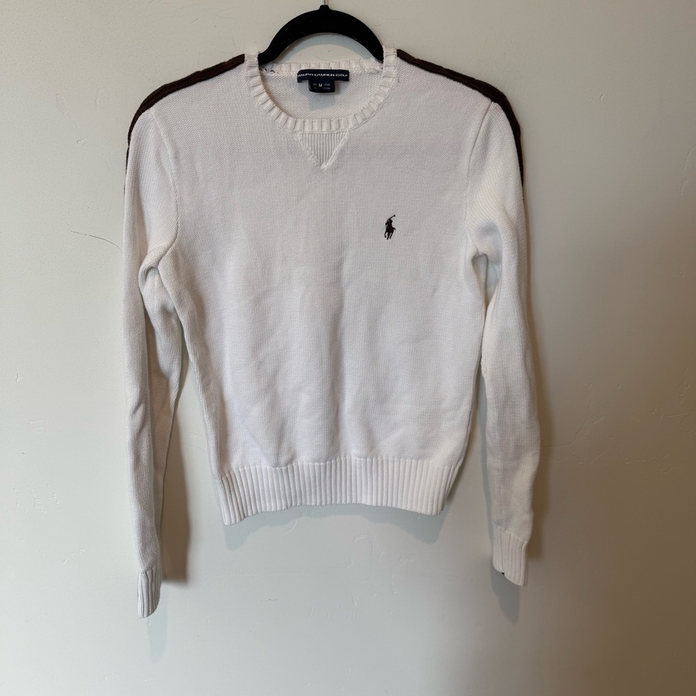Ralph Lauren Golf White Crewneck Sweater Men’s Size Medium Preppy Collegiate